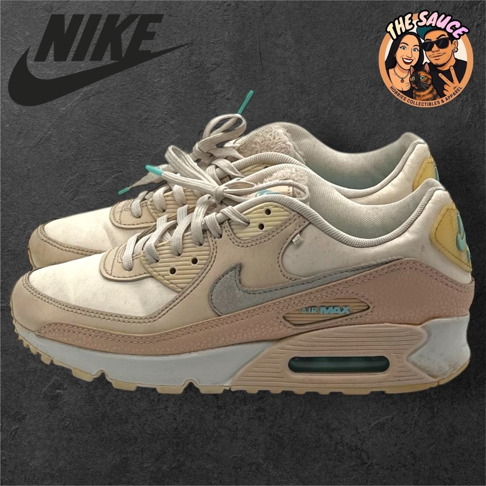 Nike‎ Air Max 90 "Mama" Sneakers Beige Pink Teal Accent Women US 7.5 DZ5194-001